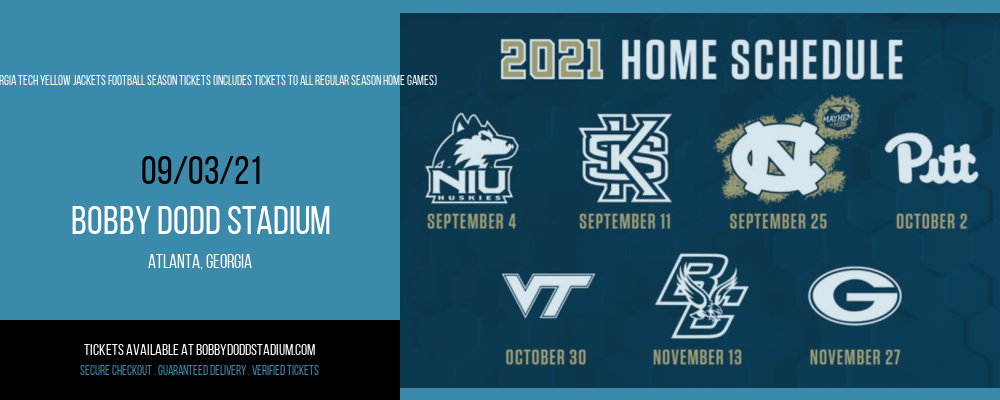 2021 Georgia Tech Yellow Jackets Football Season Tickets (Includes Tickets To All Regular Season Home Games) at Bobby Dodd Stadium tickets 2021 Georgia Tech Yellow Jackets Football Season Tickets (Includes Tickets To All Regular Season Home Games) at Bobby Dodd Stadium